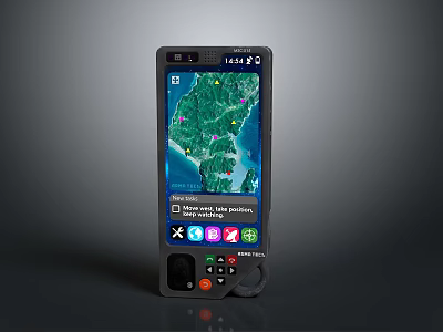 Portable Handheld Device Screen Showing Map With Markers Nearby Area Points And Colorful Icons 3d model