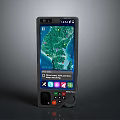 Portable Handheld Device Screen Showing Map With Markers Nearby Area Points And Colorful Icons