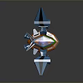 Futuristic Spacecraft 3D Model With Blue Red Geometric Structure For Cosmic Exploration