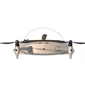 Tactical Weapon Drone With Four Propellers Transparent Dome And Gray Orange Body