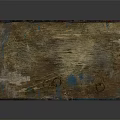 Artistic Metal Frame Table With Colorful Mottled Surface And Gold Blue Brown Tones