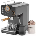 Stylish Green Coffee Machine With Wooden Handle Glass Cups Coffee Canister And Color Options