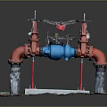 Commercial Pipeline Valve Equipment With Red Blue Structure And Concrete Base