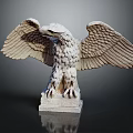Artistic Detailed Stone Eagle Sculpture With Spread Wings And Square Base