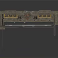 Industrial Building Structure Featuring Metal Framework Stone Walls Central Gate And Side Control Rooms