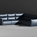 Modern Dark Leather Sectional Sofa Set With Different Configurations And Angles 3d model