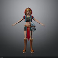 Colorful 3D Character Model With Red Hair Outfit Blue Doll And Brown Boots
