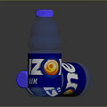 Three Blue Zone Mineral Water Bottles Standing And Lying On Surface