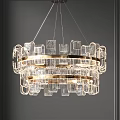 Elegant Modern Multi Layer Chandelier With Metal Frame And Transparent Elements 3d model