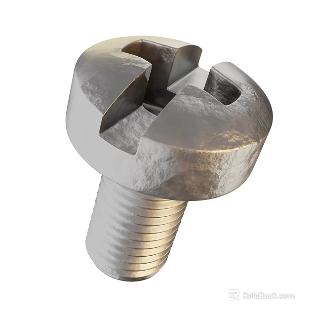 Industrial Equipment High Strength Metal Bolt With Slotted Head And Threaded Shank 3d model 