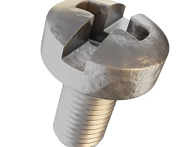 Industrial Equipment High Strength Metal Bolt With Slotted Head And Threaded Shank 3d model