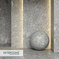 Round Terrazzo Sphere Component In Modern Minimalist Space With Gray Terrazzo Walls And Geometric Structures