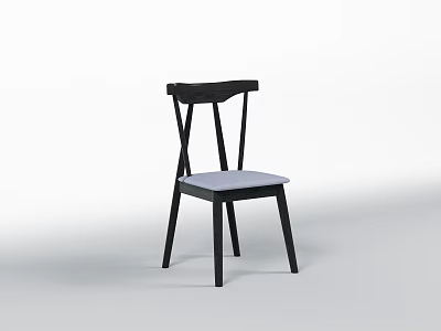Modern Minimalist Dining Chair With Black Frame And Gray Seat Design 3d model