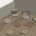 Home Seating With Various Shaped Cushions And Wooden Floor Chairs