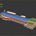 Detailed 3D Architectural Model Featuring Red Roof White Walls Towers And Green Sections