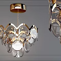 Modern Gold Metal Chandelier With Transparent Glass Discs For Home Interior Lighting