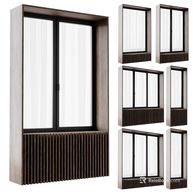 Modern Casement Window Design With Wooden Frame And Double Glass For Home Interior 3d model 