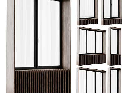 Modern Casement Window Design With Wooden Frame And Double Glass For Home Interior 3d model