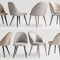 Modern Upholstered Light Beige Dining Chairs with Curved Backrest and Slim Black Legs