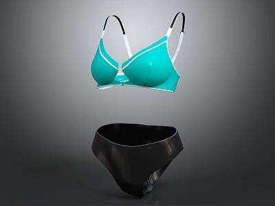 Comfortable Stylish Green Bra and Black Panties Women Fashion Underwear Set 3d model