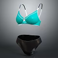 Comfortable Stylish Green Bra and Black Panties Women Fashion Underwear Set