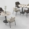 Modern Round Negotiation Tables With Marble Tops And Brown Beige Chairs For Meeting Space