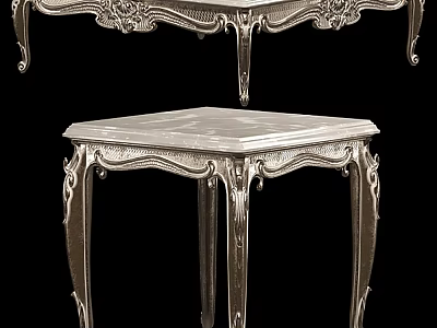 Luxurious Ornate Coffee Table With Intricate Carved Design And Marble Top 3d model
