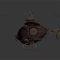 Vintage Helicopter Featuring Red Fuselage Metal Propellers And Mechanical Details