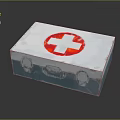 Portable Medical First Aid Kit With Red Cross Symbol And Metal Case Design