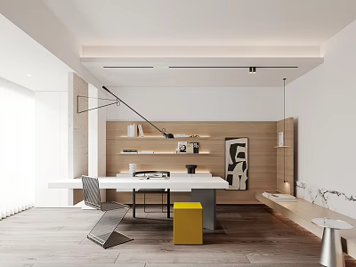 Light Luxury Minimalist Study Wall Lamp Round Side Table Metal Stool Square Stool Desk and Chair Desk Small Hanging 3d model