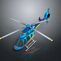 Blue Space Exploration Helicopter with Rotors Cabin and Ladder Structure