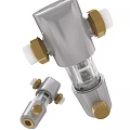 Stainless Steel Water Filter Components With Transparent Cylinder Brass Fittings And White Knobs