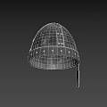 Medieval Dark Colored Metal Helmet Featuring Detailed Rivets and Back Flap Vintage Design