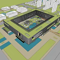 Modern office building level science and technology building 3d model