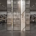 Modern Hotel Lobby Interior With Marble Reception Desk Decorative Grid Wall And Hanging Lights