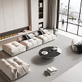 Modern sofa coffee table combination home 3d model