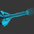 Blue Biomorphic Organism Featuring Petal Like Structures Braided Stem And Slender Tendrils