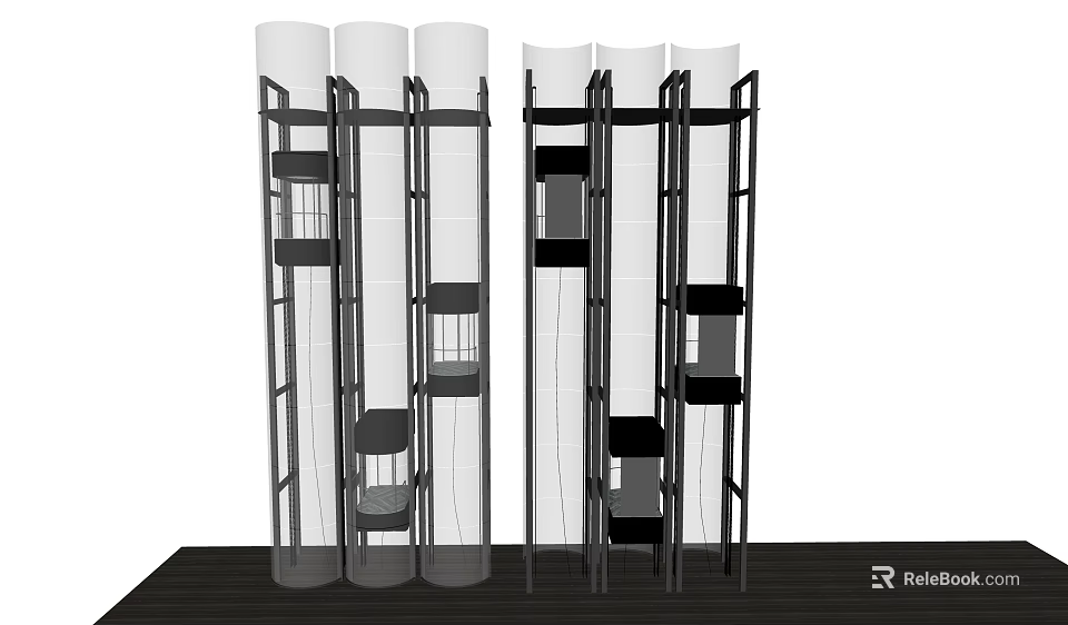 Modern Elevator Structure Design With Steel Shaft Frames And Vertical Car Compartments 3d model 