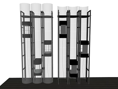 Modern Elevator Structure Design With Steel Shaft Frames And Vertical Car Compartments 3d model