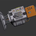 Cartoon Satellite Scene With Solar Panels Orange White Body And Antenna Design