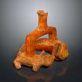 Traditional Ancient Orange Brown Ceramic Artifact With Curved Structure And Textured Surface
