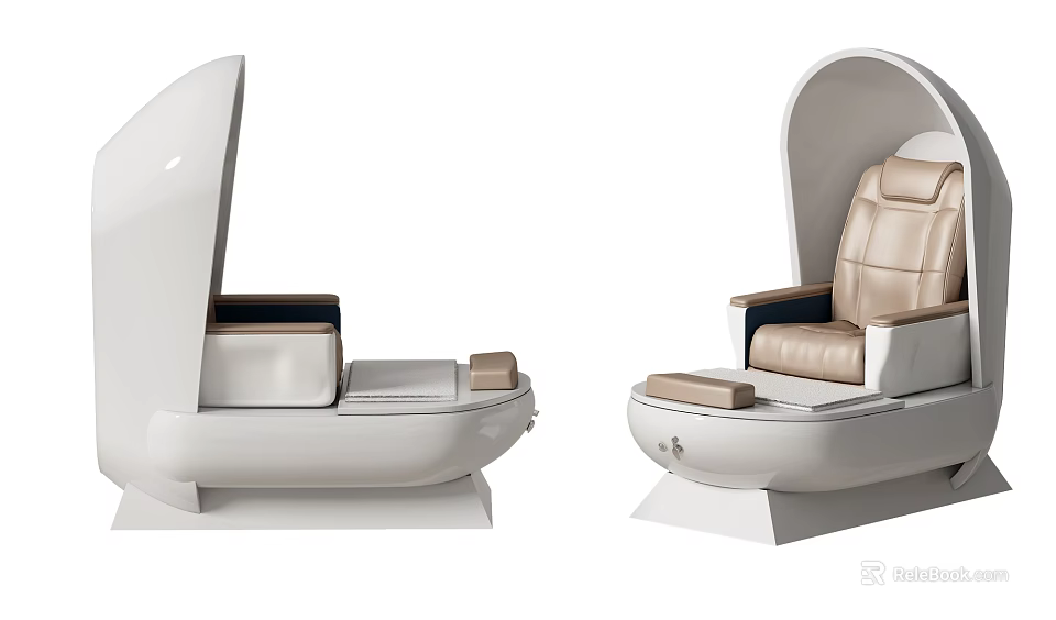 Modern Egg Shaped Massage Chair With Beige Leather Seats And Comfortable Design 3d model 