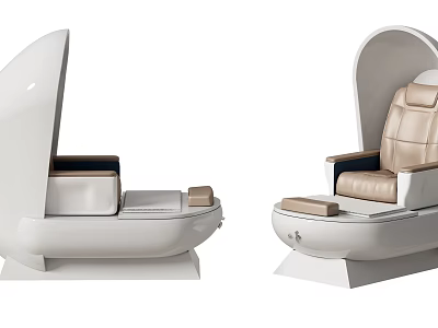 Modern Egg Shaped Massage Chair With Beige Leather Seats And Comfortable Design 3d model