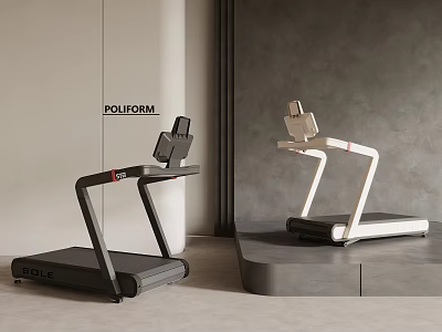Pollform Black And White Treadmills With Modern Design For Indoor Sports 3d model