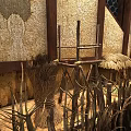 Cultural Center Traditional Folk Culture Display With Straw Crafts Wooden Frames And Earthen Walls