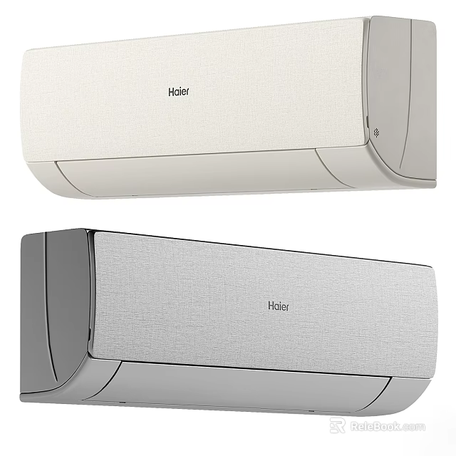 Modern Haier Air Conditioners in White and Silver Sleek Home Design 3d model 