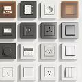 Various Modern Switch Panels With Different Designs Colors And Control Functions 3d model