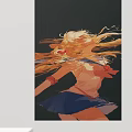 Anime Girl Character Painting With Flowing Blonde Hair Sailor Uniform And Flower Accessory