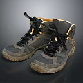 High Top Hiking Shoes Featuring Gray Fabric Upper Durable Sole And Yellow Lining