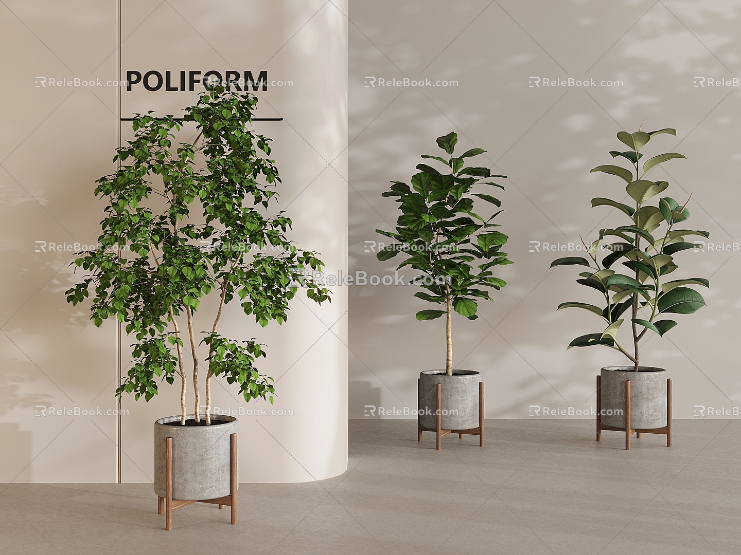 green plant potted plant combined ceramic pot plant green plant 3d model